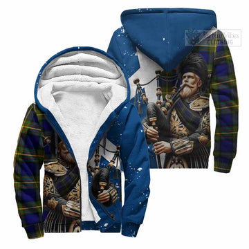 Moore Tartan Sherpa Hoodie with Family Crest Scottish Bagpiper Vibes Unisex - Tartan Vibes Clothing