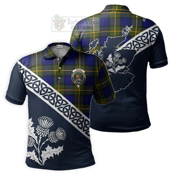 Moore Tartan Polo Shirt Featuring Thistle and Scotland Map Kid - Tartanvibesclothing Store
