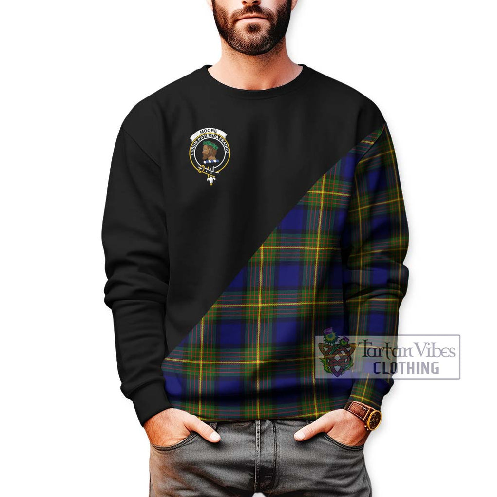 Moore Tartan Sweatshirt with Family Crest and Military Logo Style Unisex - Tartan Vibes Clothing