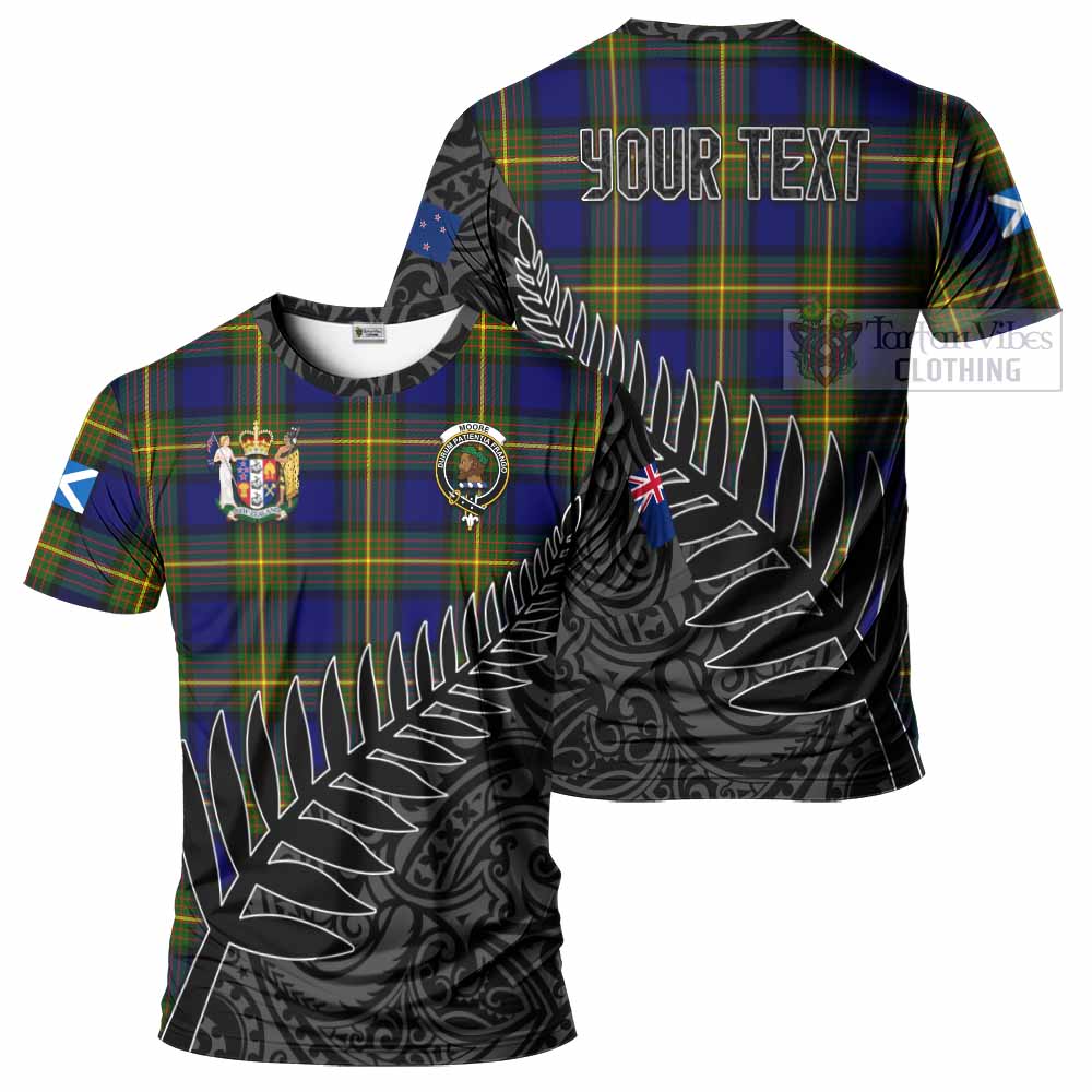Moore Crest Tartan T-Shirt with New Zealand Silver Fern Half Style Kid's Shirt - Tartan Vibes Clothing