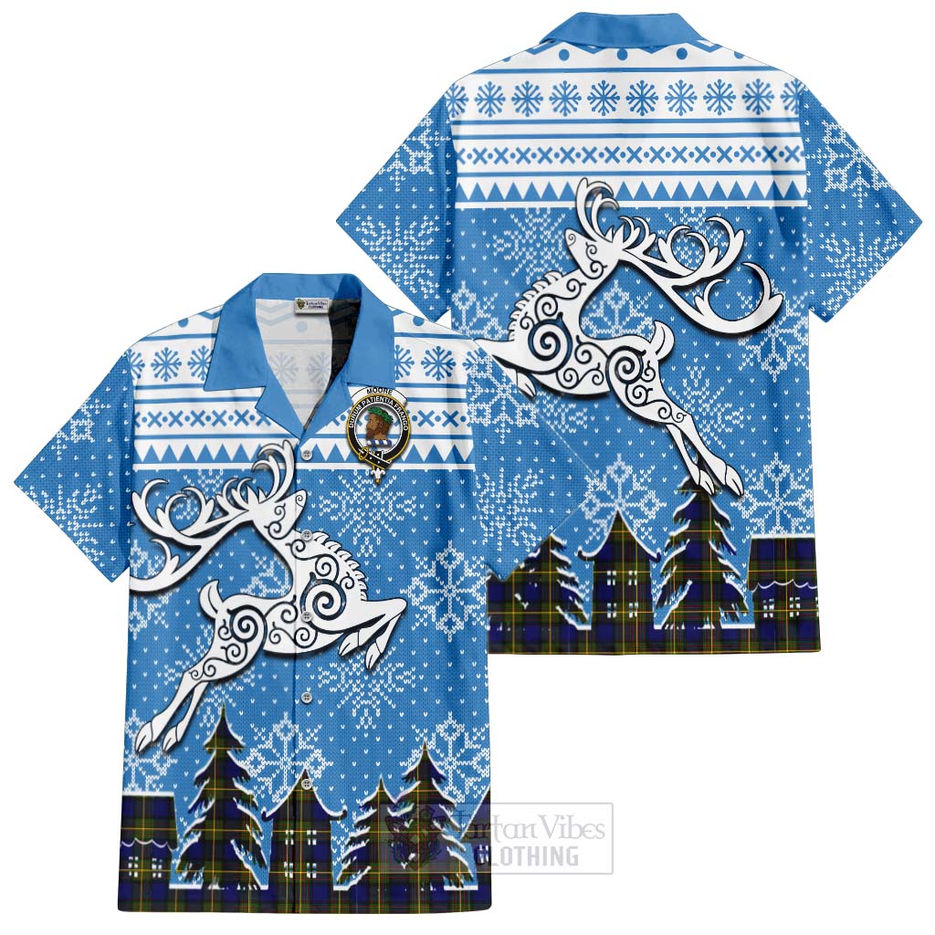 Moore Clan Christmas Hawaiian Shirt Celtic Reindeer Style Kid - Tartan Vibes Clothing