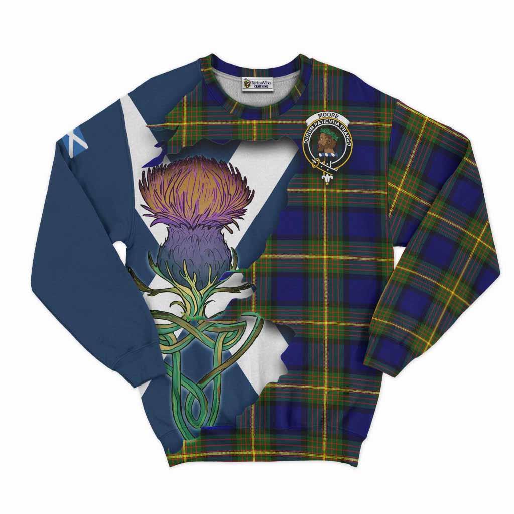 Moore Tartan Family Crest Sweatshirt Scottish Thistle Celtic Inspired Unisex - Tartan Vibes Clothing