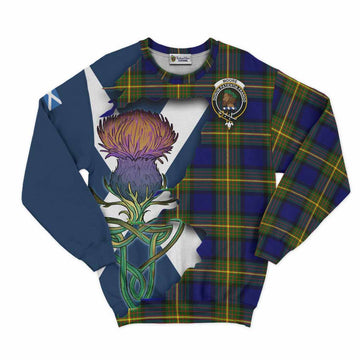 Tartan Vibes Clothing Moore Tartan Family Crest Sweatshirt Scottish Thistle Celtic Inspired