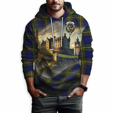 Moore Tartan Family Crest Hoodie with Scottish Ancient Castle Style Pullover Hoodie - Tartan Vibes Clothing