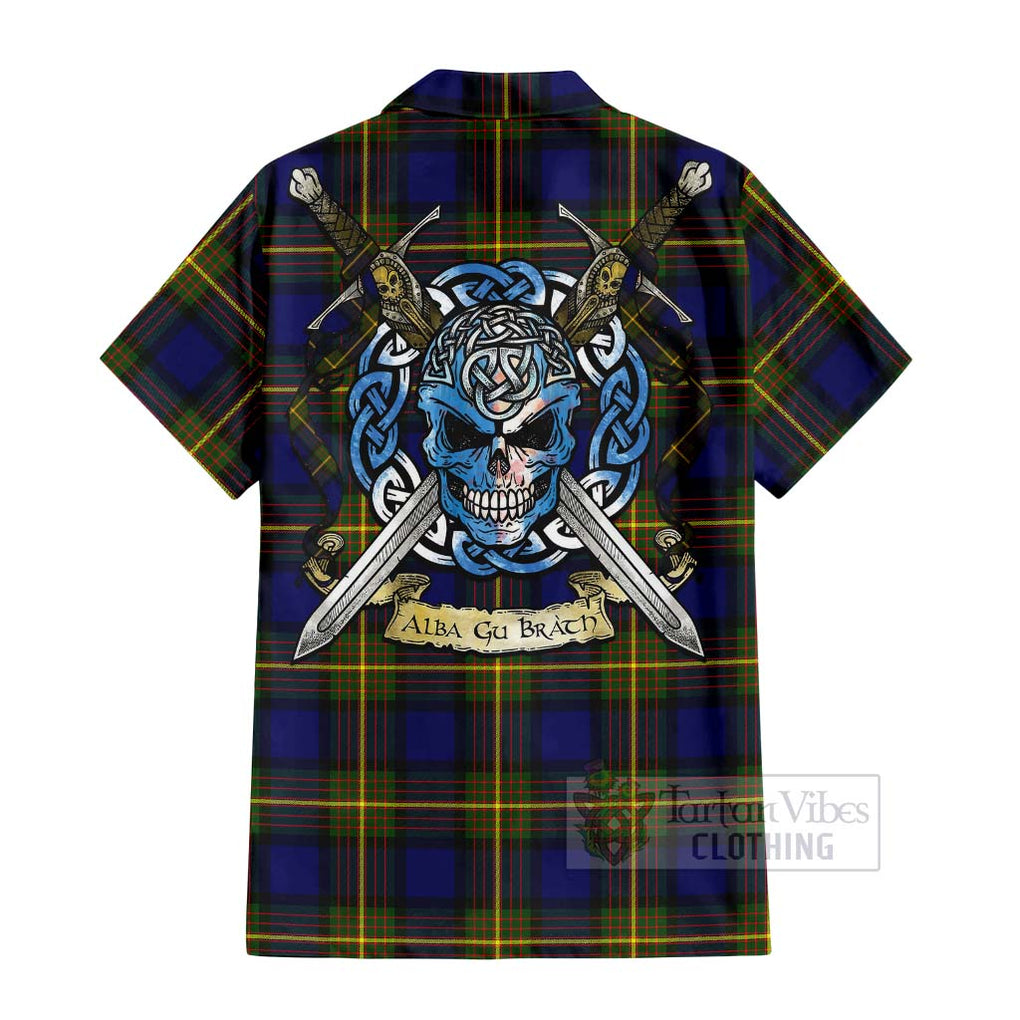 Moore Tartan Hawaiian Shirt with Family Crest Celtic Skull Style - Tartan Vibes Clothing