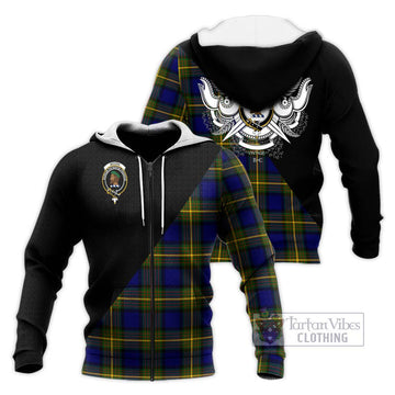 Moore Tartan Knitted Hoodie with Family Crest and Military Logo Style Unisex Knitted Zip Hoodie - Tartan Vibes Clothing