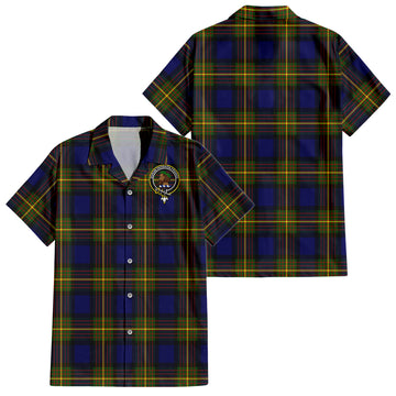 Moore Tartan Short Sleeve Button Down Shirt with Family Crest
