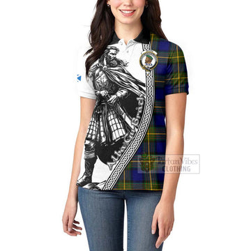 Moore Tartan Clan Crest Women's Polo Shirt with Highlander Warrior Celtic Style - Tartan Vibes Clothing