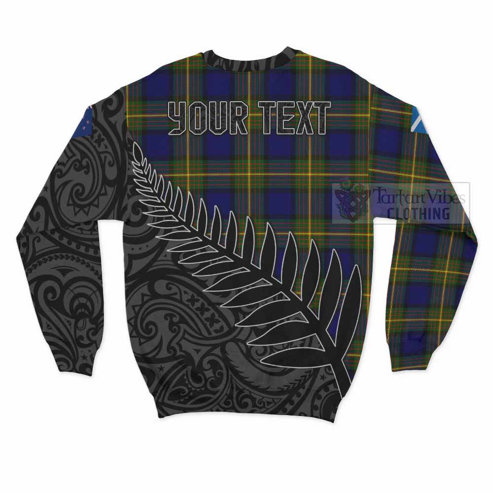 Moore Crest Tartan Sweatshirt with New Zealand Silver Fern Half Style - Tartan Vibes Clothing