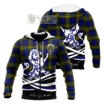 Moore Tartan Knitted Hoodie with Alba Gu Brath Regal Lion Emblem Unisex Knitted Zip Hoodie - Tartan Vibes Clothing