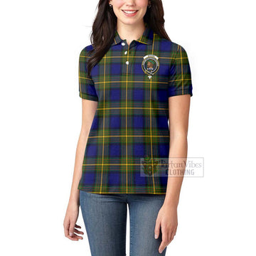 Moore Tartan Women's Polo Shirt with Family Crest and Bearded Skull Holding Bottles of Whiskey - Tartan Vibes Clothing