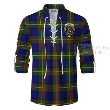 Moore Tartan Ghillie Kilt Shirt with Family Crest and Bearded Skull Holding Bottles of Whiskey - Tartan Vibes Clothing