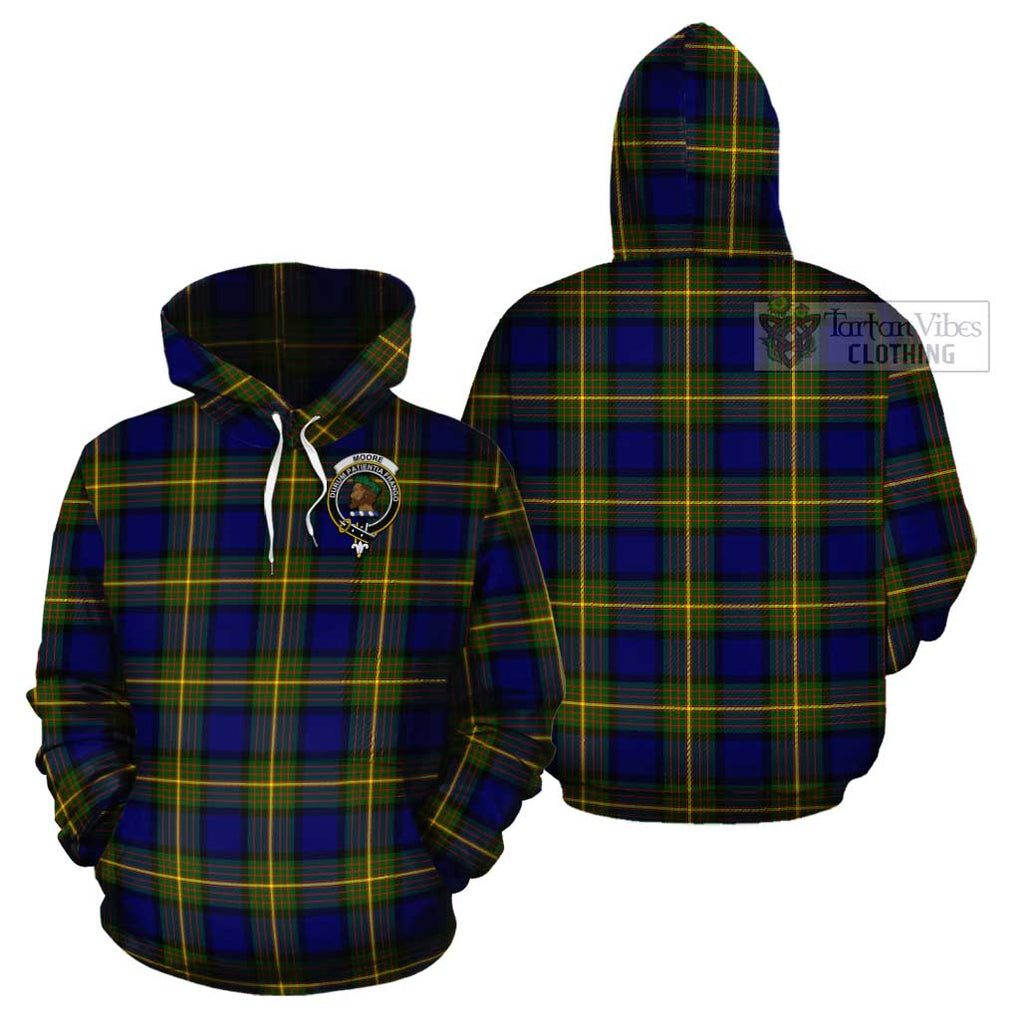 Moore Tartan Cotton Hoodie with Family Crest - Tartan Vibes Clothing