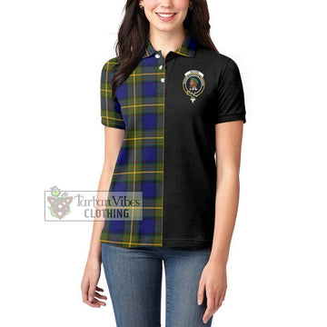 Moore Tartan Women's Polo Shirt with Family Crest and Half Of Me Style - Tartan Vibes Clothing