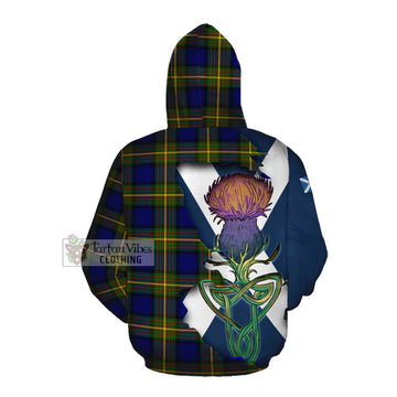 Tartan Vibes Clothing Moore Tartan Family Crest Cotton Hoodie Scottish Thistle Celtic Inspired