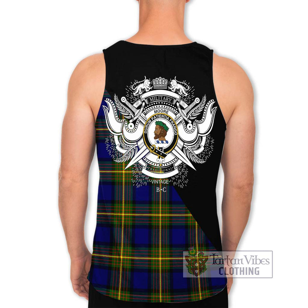 Moore Tartan Men's Tank Top with Family Crest and Military Logo Style - Tartan Vibes Clothing