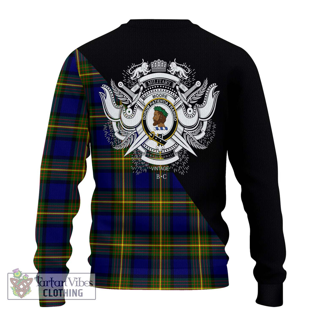 Moore Tartan Ugly Sweater with Family Crest and Military Logo Style - Tartan Vibes Clothing