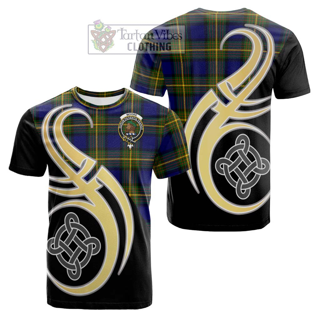 Moore Tartan Cotton T-shirt with Family Crest and Celtic Symbol Style Kid's Shirt - Tartan Vibes Clothing