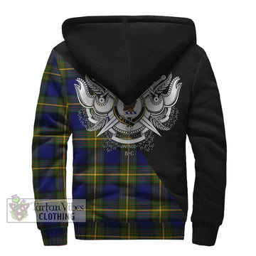 Moore Tartan Sherpa Hoodie with Family Crest and Military Logo Style - Tartan Vibes Clothing