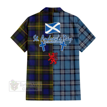 Moore Tartan Hawaiian Shirt Happy St. Andrew's Day Half Tartan Style - Tartan Vibes Clothing