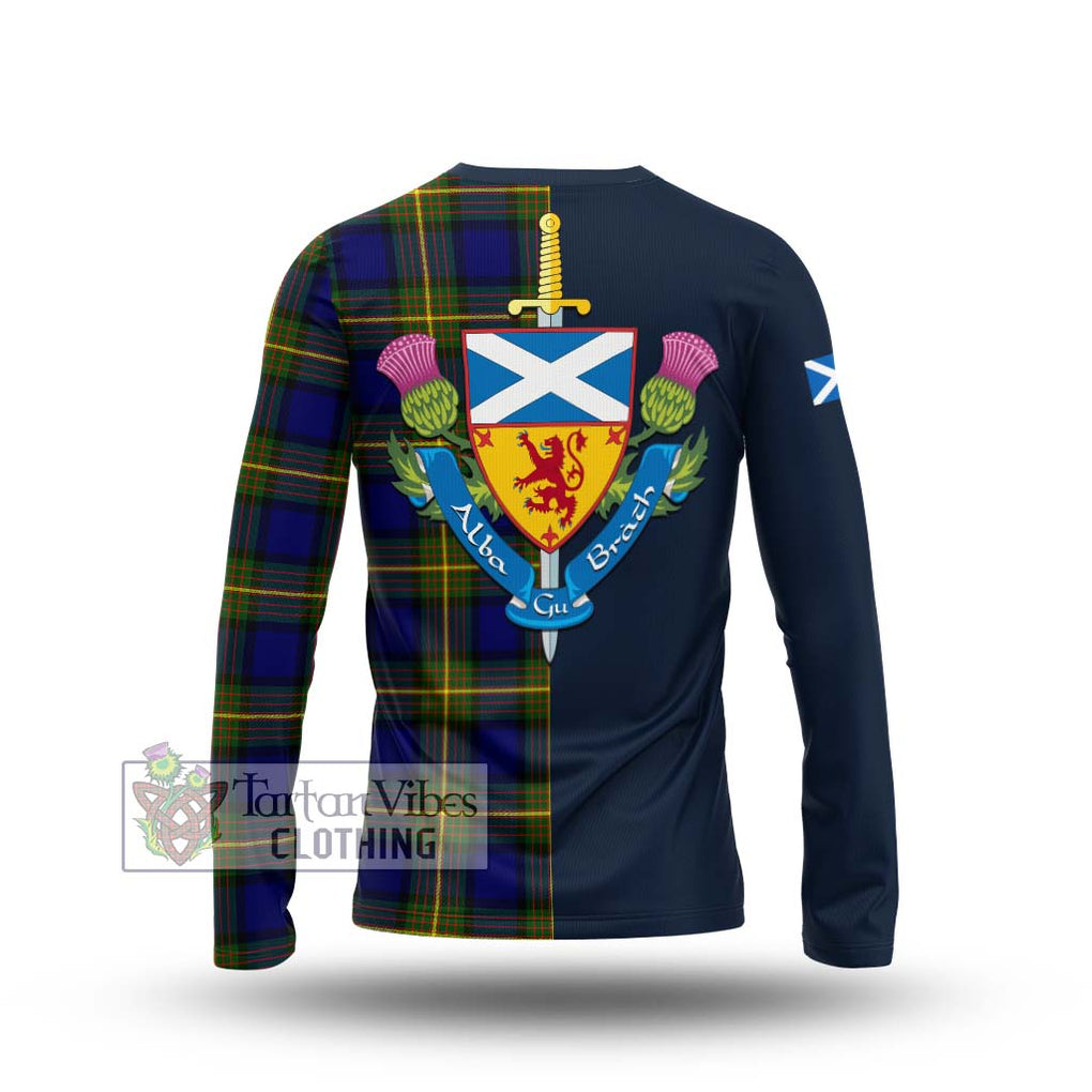 Moore Tartan Long Sleeve T-Shirt Alba with Scottish Lion Royal Arm Half Style - Tartan Vibes Clothing