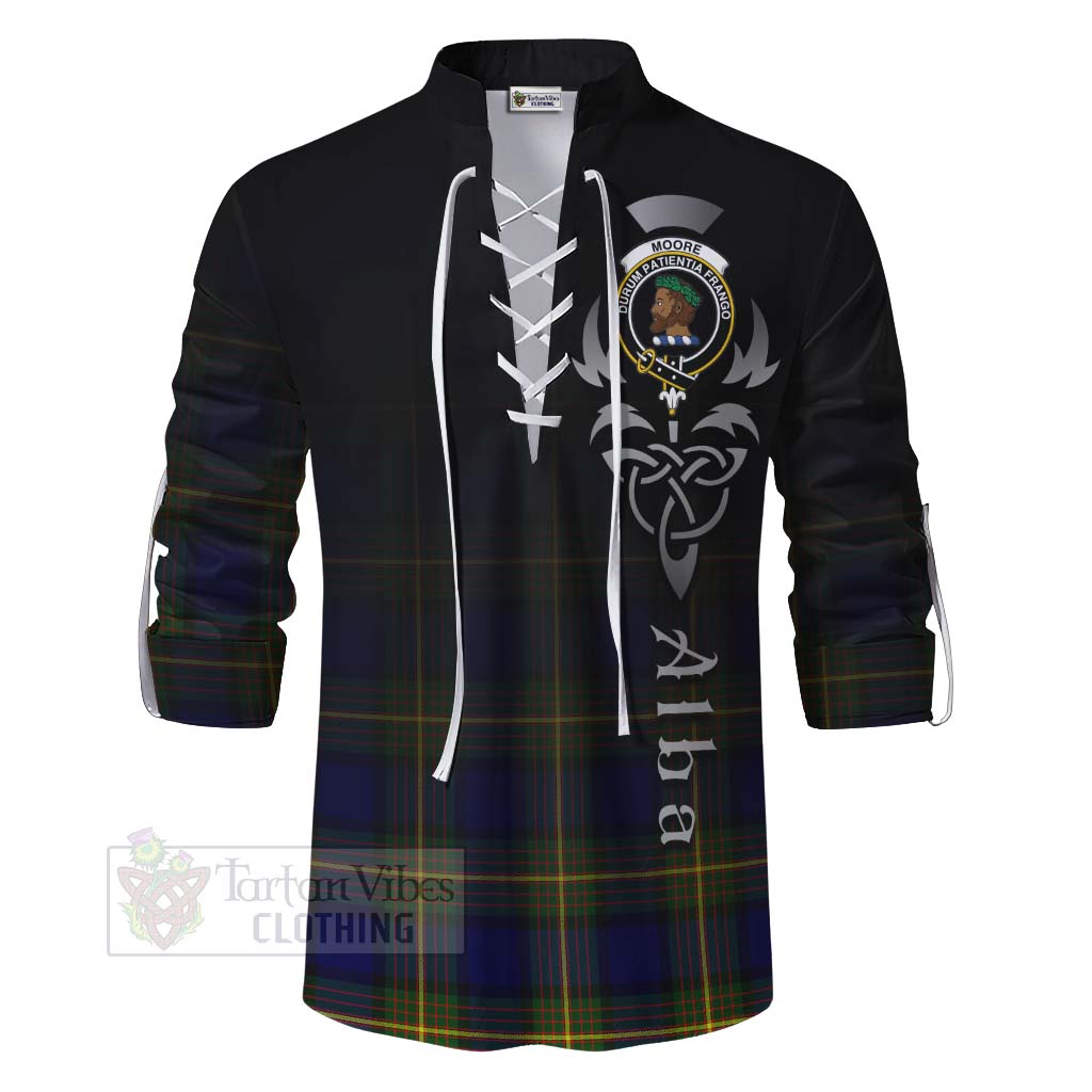 Moore Tartan Ghillie Kilt Shirt Featuring Alba Gu Brath Family Crest Celtic Inspired - Tartan Vibes Clothing