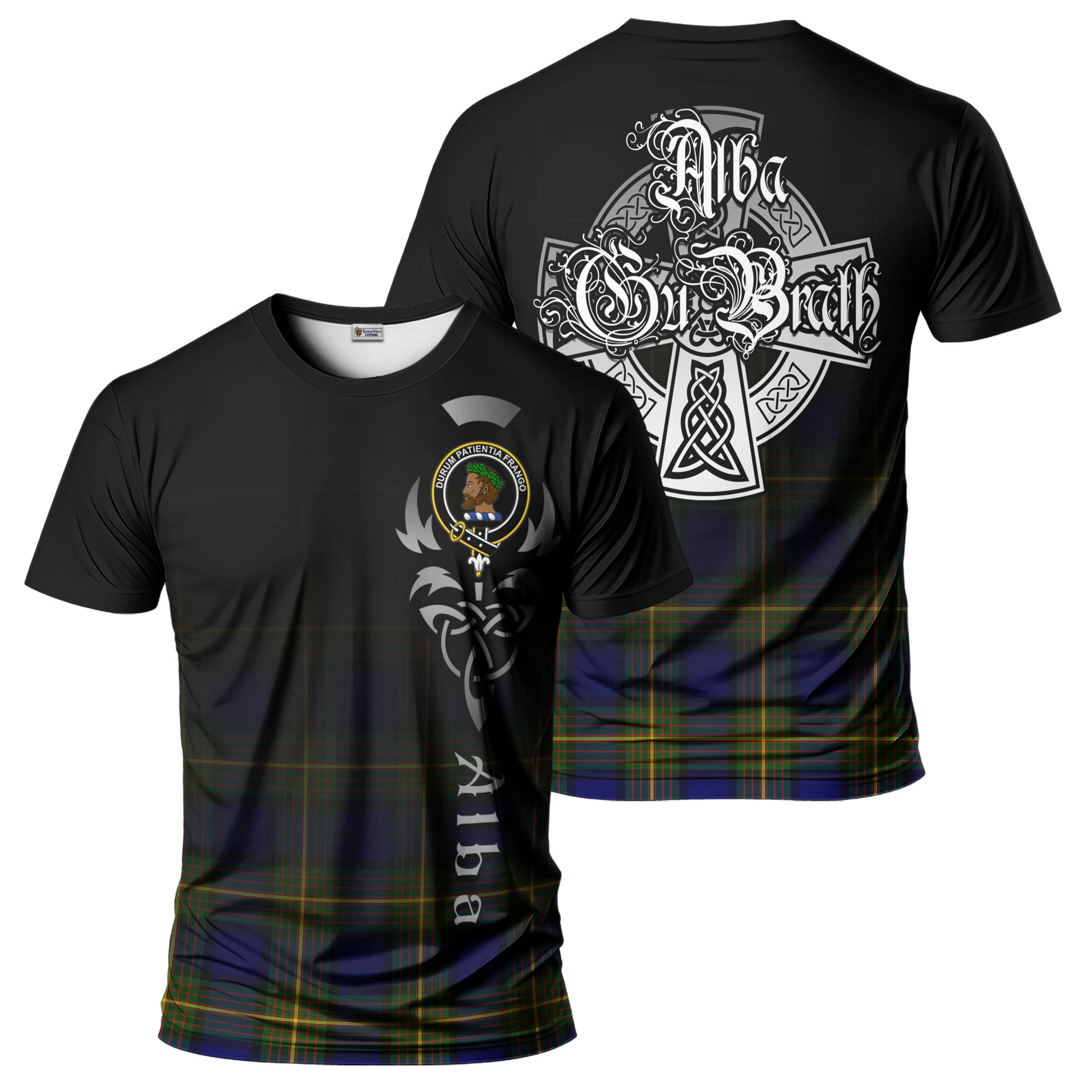 Tartan Vibes Clothing Moore Tartan T-Shirt Featuring Alba Gu Brath Family Crest Celtic Inspired