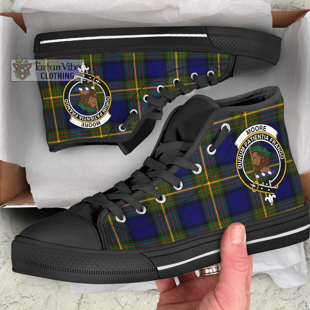 Moore Tartan High Top Shoes with Family Crest - Tartan Vibes Clothing