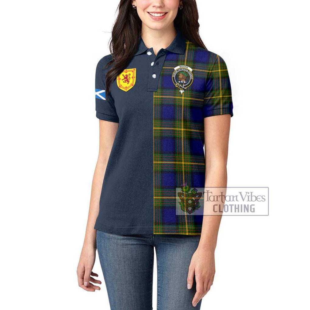 Moore Tartan Women's Polo Shirt Alba with Scottish Lion Royal Arm Half Style - Tartan Vibes Clothing