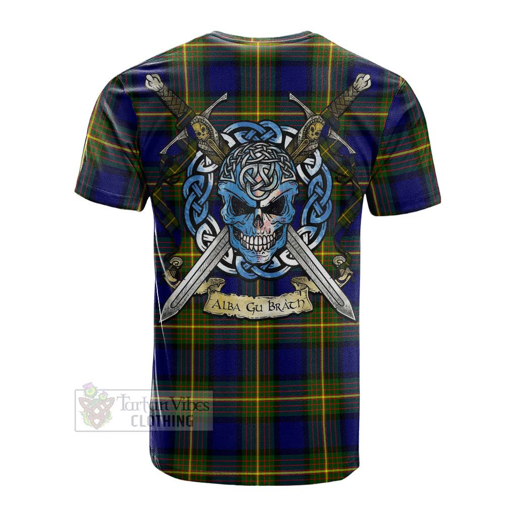 Moore Tartan Cotton T-shirt with Family Crest Celtic Skull Style Men's Shirt - Tartan Vibes Clothing