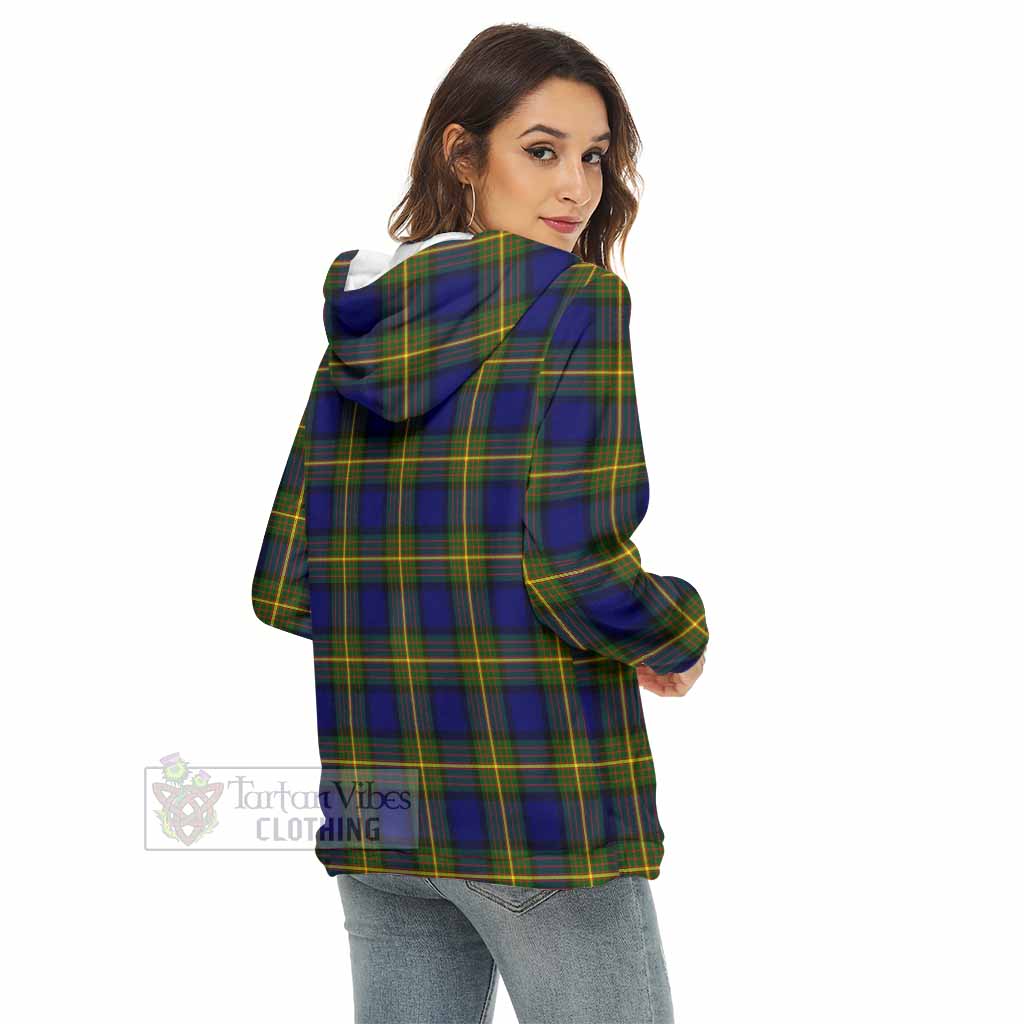 Moore Tartan Women's Borg Fleece Hoodie with Half Zip with Family Crest - Tartan Vibes Clothing