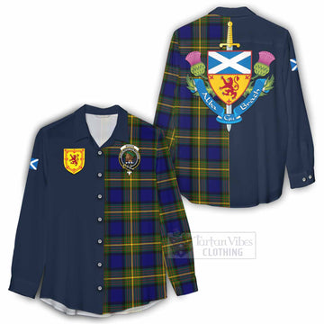 Moore Tartan Women's Casual Shirt Alba with Scottish Lion Royal Arm Half Style - Tartan Vibes Clothing