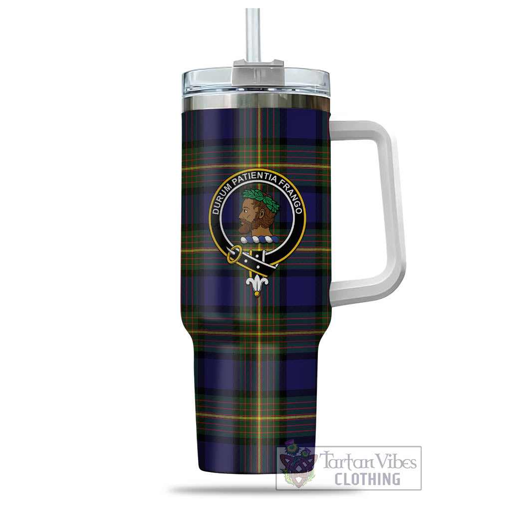 Moore Tartan Tumbler with Handle with Family Crest - Tartan Vibes Clothing