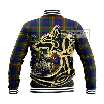 Moore Tartan Baseball Jacket with Family Crest Celtic Wolf Style - Tartan Vibes Clothing