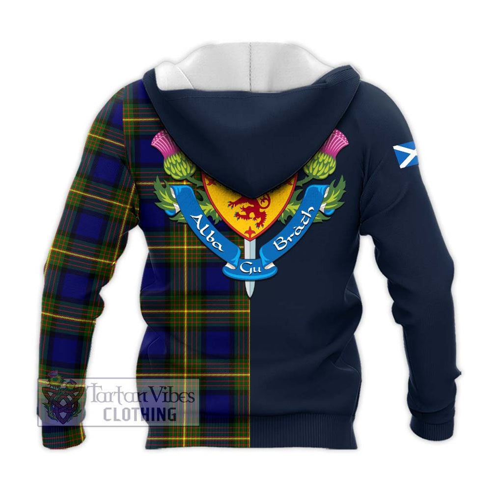 Moore Tartan Knitted Hoodie Alba with Scottish Lion Royal Arm Half Style - Tartan Vibes Clothing