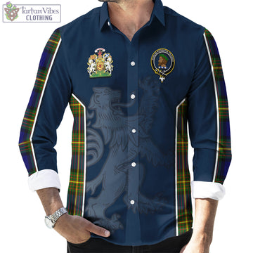 Moore Tartan Long Sleeve Button Up Shirt with Family Crest and Lion Rampant Vibes Sport Style - Tartan Vibes Clothing