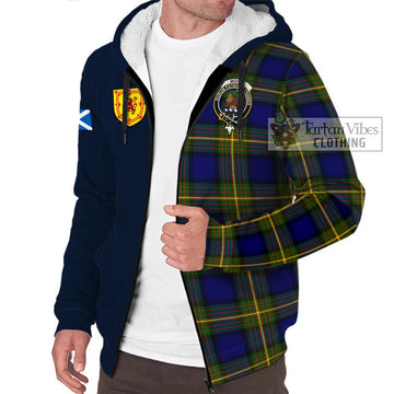 Moore Tartan Sherpa Hoodie Alba with Scottish Lion Royal Arm Half Style - Tartan Vibes Clothing