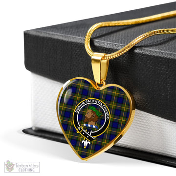 Moore Tartan Heart Necklace with Family Crest - Tartan Vibes Clothing