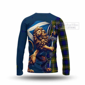 Moore Tartan Family Crest Long Sleeve T-Shirt with Scottish Majestic Lion - Tartan Vibes Clothing