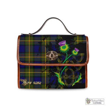 Moore Tartan Waterproof Canvas Bag with Scotland Map and Thistle Celtic Accents