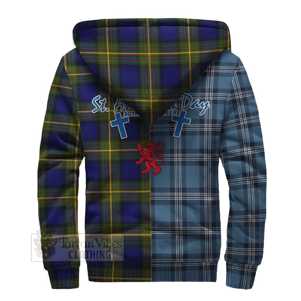 Moore Tartan Sherpa Hoodie Happy St. Andrew's Day Half Tartan Style - Tartan Vibes Clothing