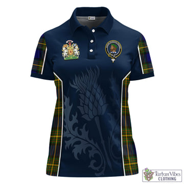 Moore Tartan Women's Polo Shirt with Family Crest and Scottish Thistle Vibes Sport Style