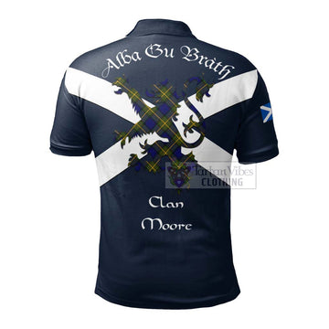 Moore Tartan Lion Rampant Polo Shirt Proudly Display Your Heritage with Alba Gu Brath and Clan Name - Tartan Vibes Clothing