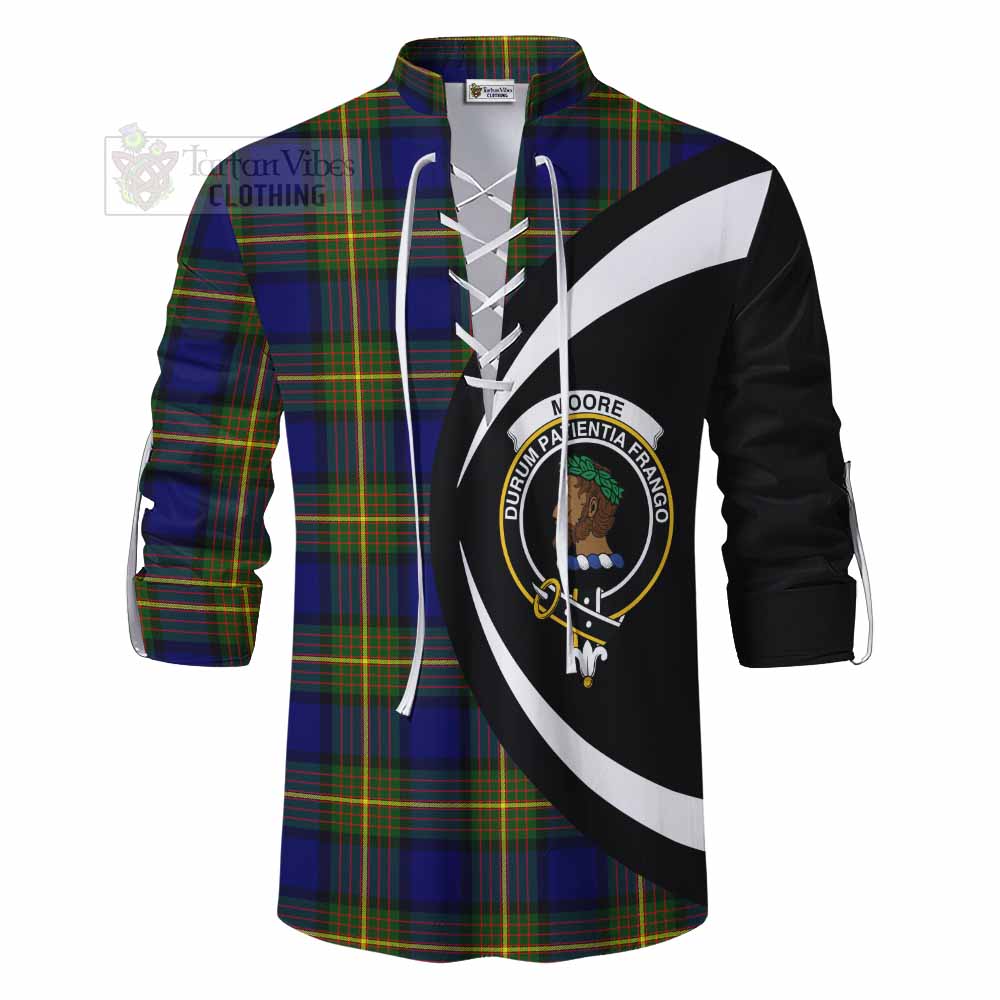 Moore Tartan Ghillie Kilt Shirt with Family Crest Circle Style - Tartan Vibes Clothing
