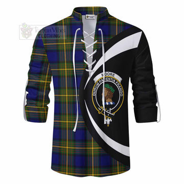 Moore Tartan Ghillie Kilt Shirt with Family Crest Circle Style - Tartan Vibes Clothing