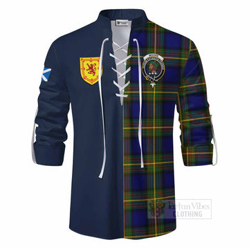 Moore Tartan Ghillie Kilt Shirt Alba with Scottish Lion Royal Arm Half Style - Tartan Vibes Clothing