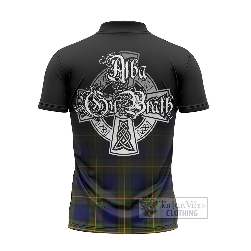 Moore Tartan Zipper Polo Shirt Featuring Alba Gu Brath Family Crest Celtic Inspired - Tartan Vibes Clothing