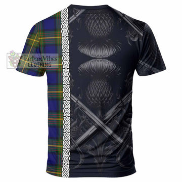 Moore Tartan T-Shirt with Family Crest Cross Sword Thistle Celtic Vibes - Tartan Vibes Clothing