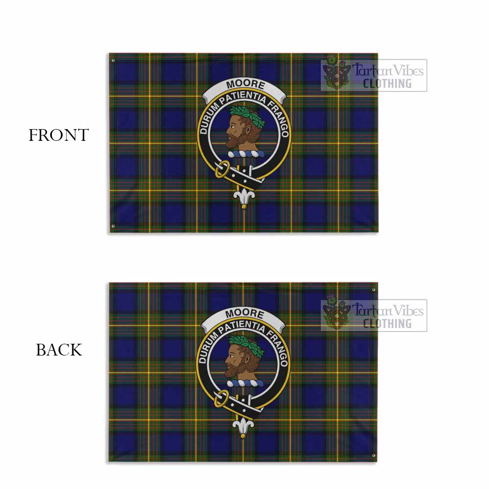 Tartan Vibes Clothing Moore Tartan House Flag with Family Crest