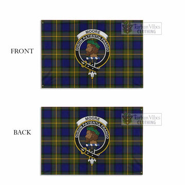 Tartan Vibes Clothing Moore Tartan House Flag with Family Crest